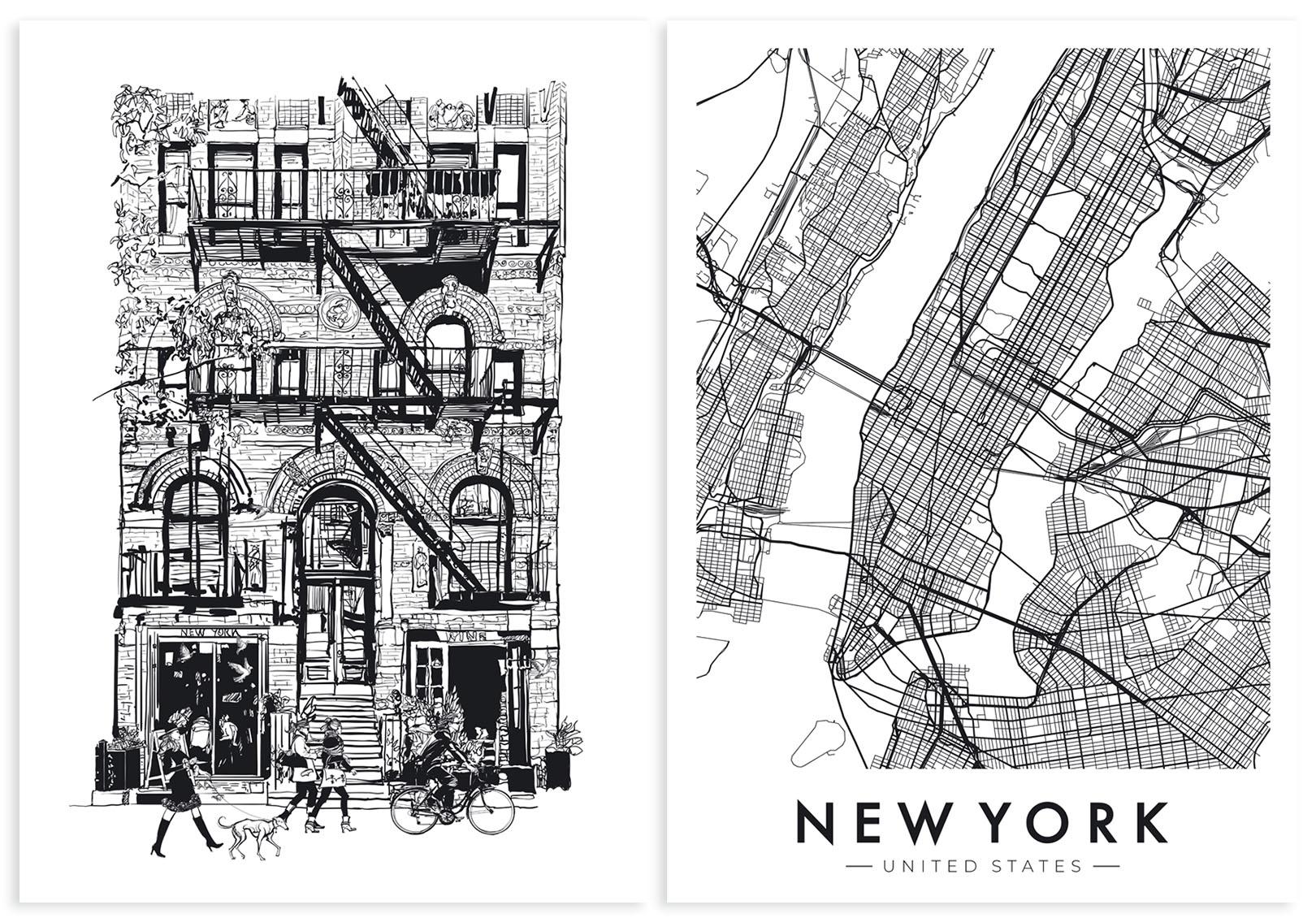 

Zestaw dwóch plakatów Nowy Jork kamienica 21x29,7 cm A4