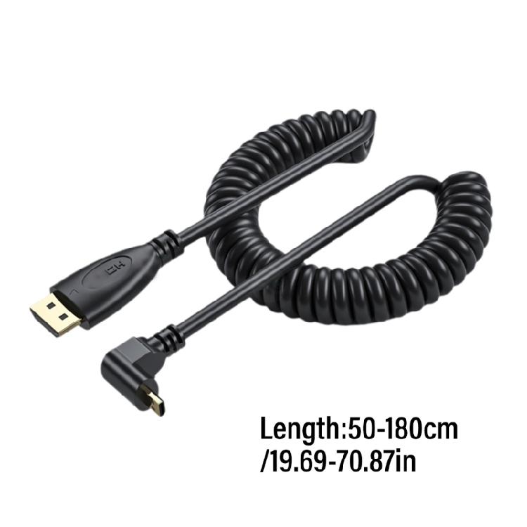 Telescopic HDTV Port 1.4 Coiled Cable Straight Head/Left/Right/Up/Down Bend Male to Male Adapter Cord for Display