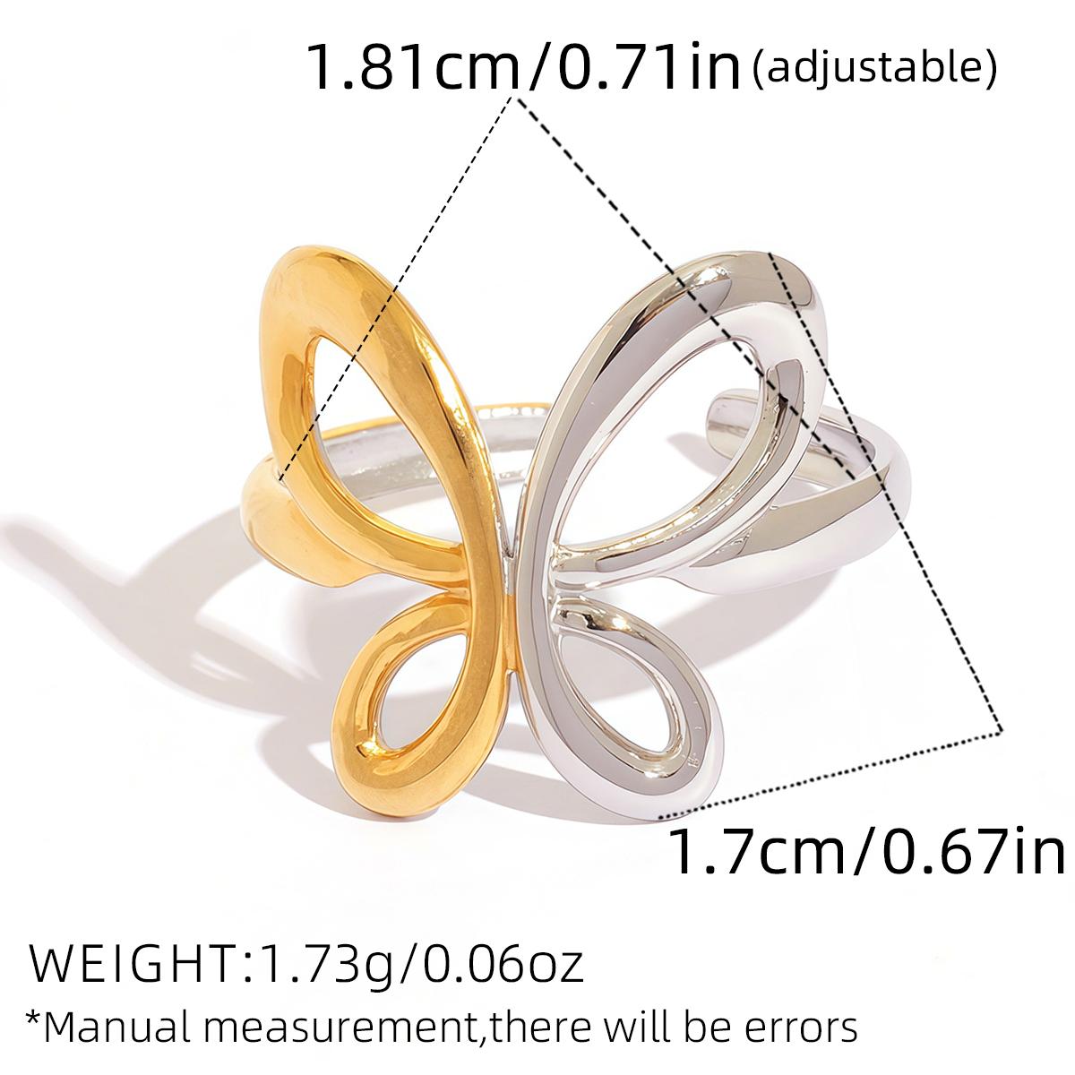 

Stainless Steel Butterfly Open Rings for Women Trendy Simple Adjustable Personality Finger Ring Wedding Party Zircon Gifts resizable