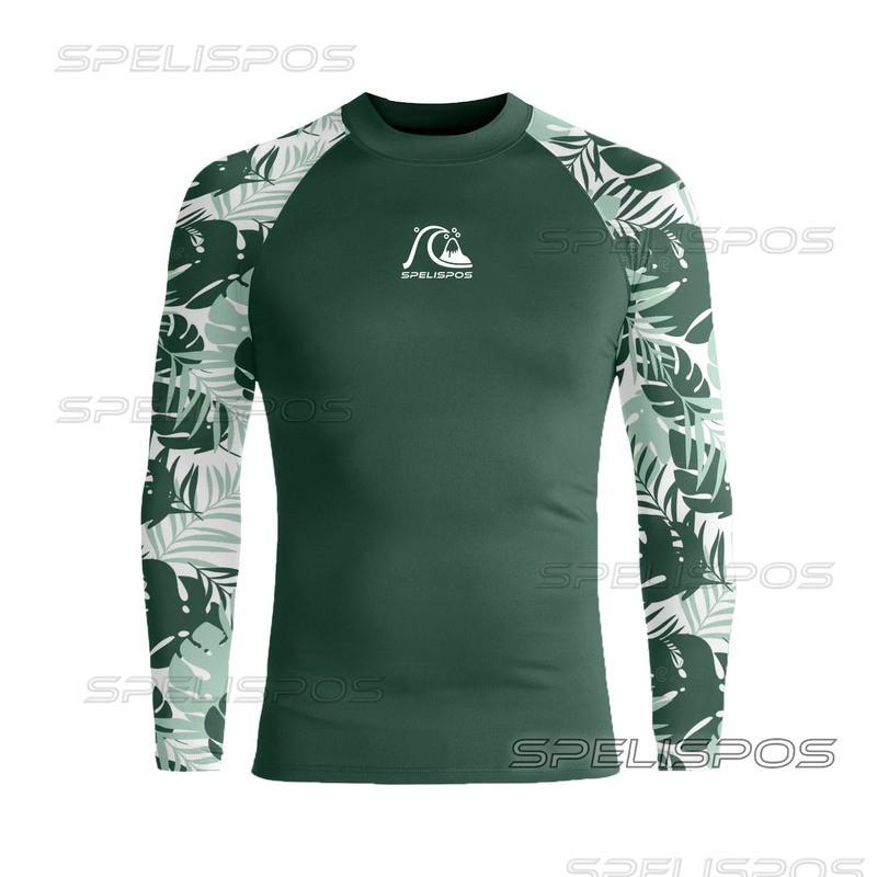 Ανδρικό Rash Guard με Μακριά Μανίκια UPF 50 για Surfing, Κατάδυση, Κολύμβηση, Αντηλιακή Προστασία, Γρήγορο Στέγνωμα, Κορυφή Στολή