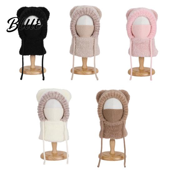 Soft Baby Hat Lightweight Kids Styling Warm Bear Ear Children Plush Windproof Winter with Face