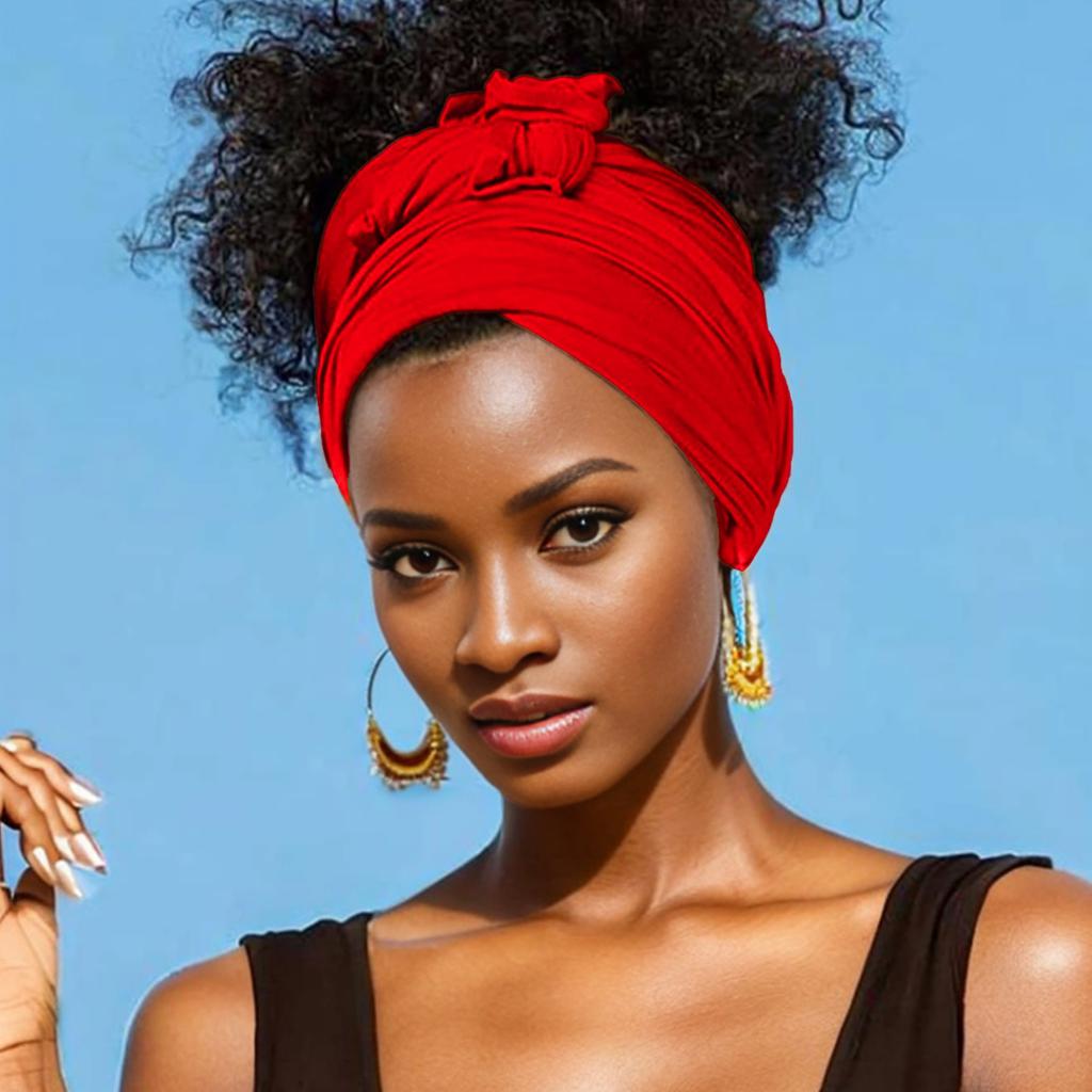 Dehnbarer Jersey-Turban Afrikanisches Stirnband Einfarbige Superweiche Extra lange Atmungsaktive Kopfbedeckung Für Damen