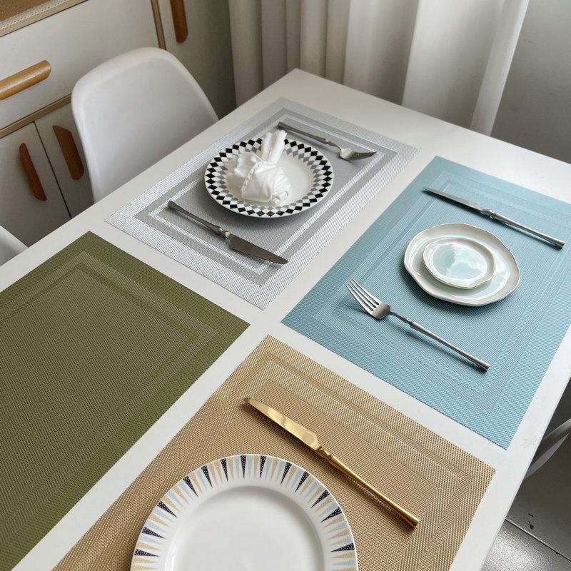 European Western Food Mat PVC Placemat Set Non-slip Insulation Mat Teslin Dining Table Mat Hotel Woven Plate Mat