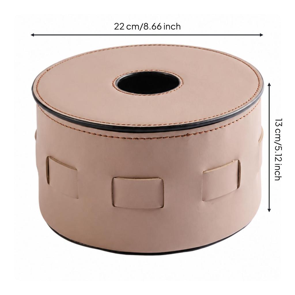 Half-PU Leather Tissue Box Versatile Cylindrical Tabletop