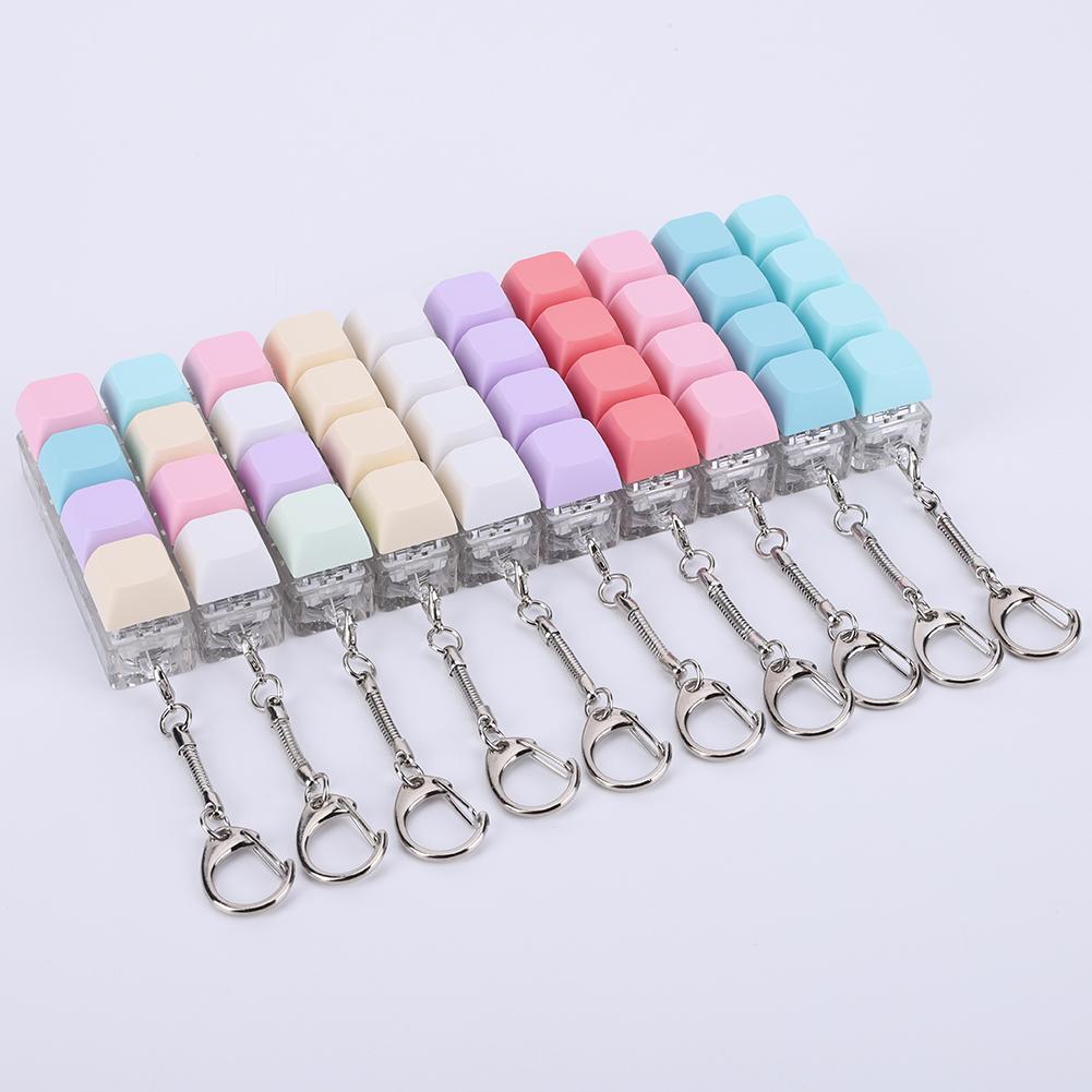 Keyboard Fidget Keychain 4 Keys Keyboard Clicker  Button Stress Relief Mechanical Key  for Adult Gifts To Relief Pass Time