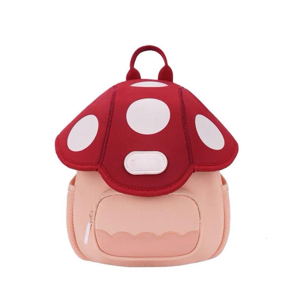 Shaped Backpack Mushroom Apple Printed Schoolbag Leather Material Bag Kids Gift
