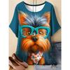 Fashion Women's Crew Neck Short Sleeve 3D Animal Color Printing Animal Short Sleeve Crew Neck T-Shirt