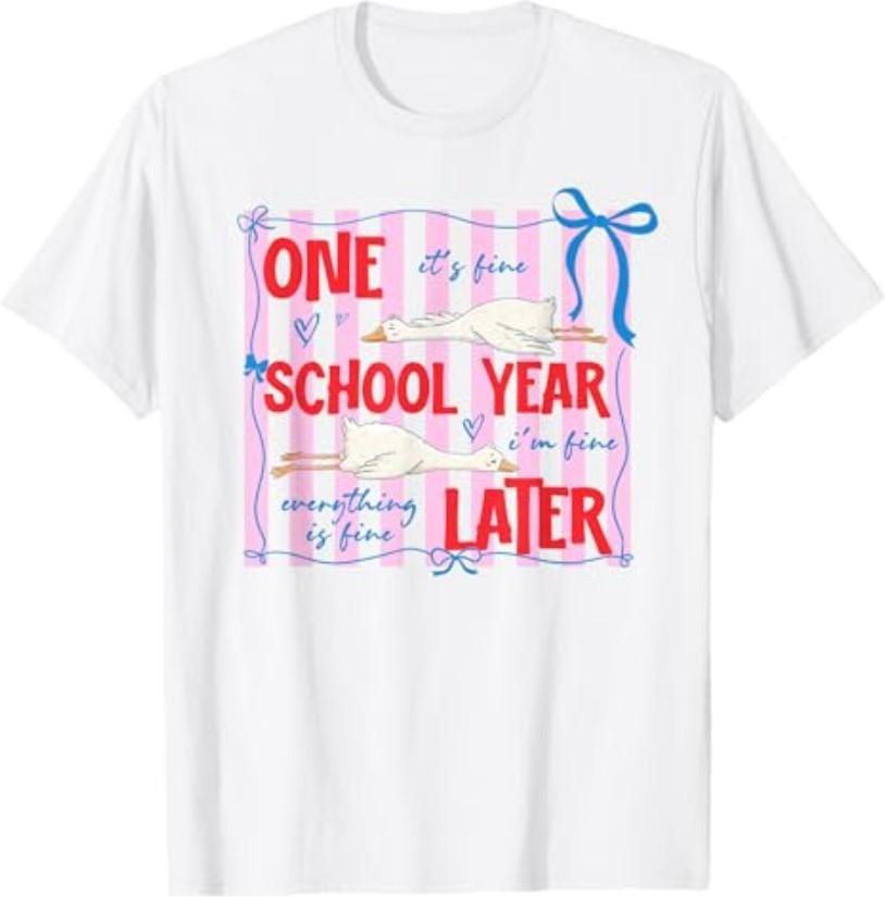 Striped One School Year Later Funny Goose End of School Year T-Shirt S разноцветный