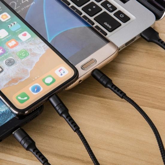 3 In 1 Micro USB Type-C 3/5A Phone Fast Charging Cable Cord