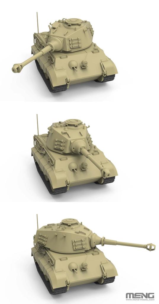 Meng-Model World War Toon Series German Heavy Tank King Tiger with Henschel Turret, Pre-Colored Plastic Model Kit MWWT021 (Tank)
