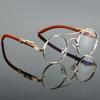 New Retro Imitation Wood Grain Women Sunglasses Men'S Round Travel Sun Glasses Women'S Fashion Trend Uv Protection Glasses