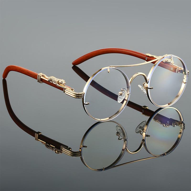 New Retro Imitation Wood Grain Women Sunglasses Men'S Round Travel Sun Glasses Women'S Fashion Trend Uv Protection Glasses