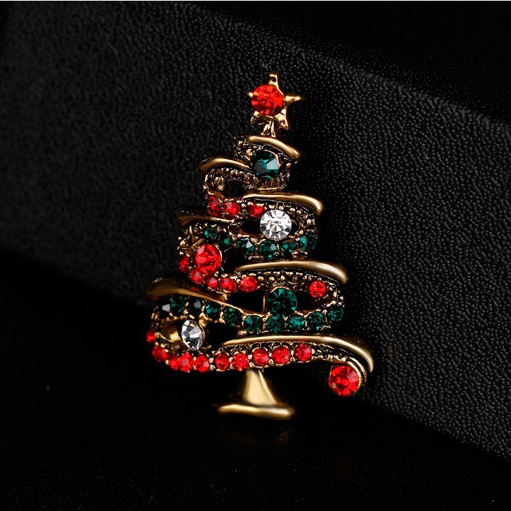 Kristallkragen Brosche Weihnachtsmann Bunter Schmuck Baum Vintage Strassnadel Weihnachtsbaum Brosche