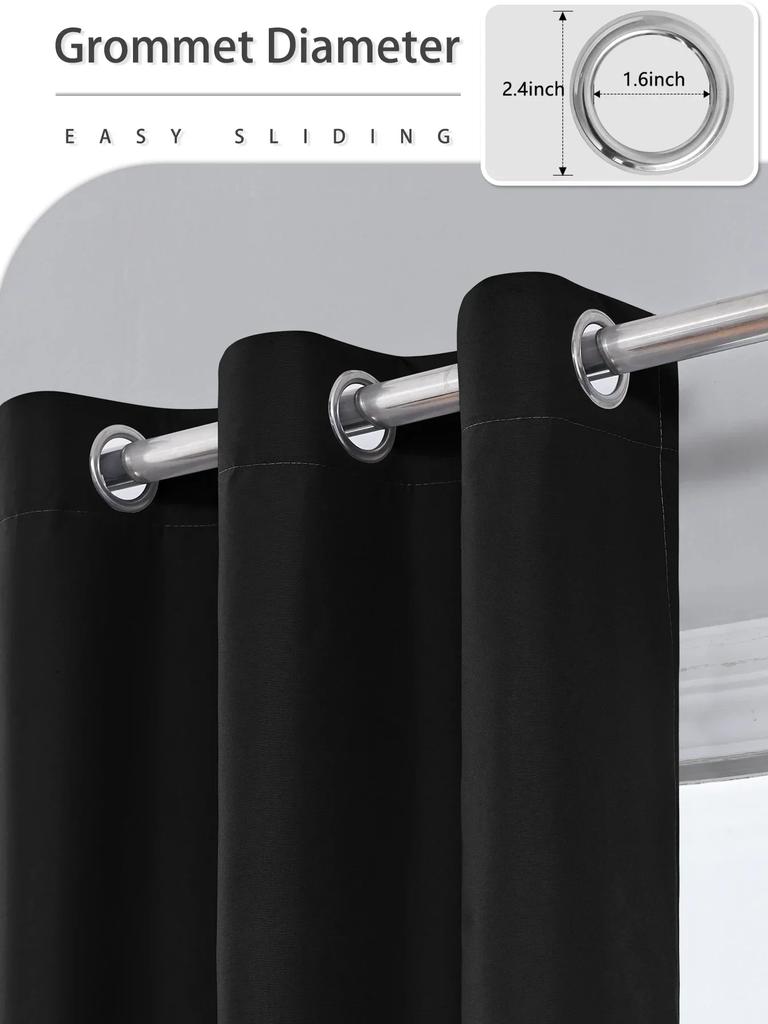 1pc Solid 100% Blackout Curtains with Grommets,  Curtains for Living Room, Bedroom