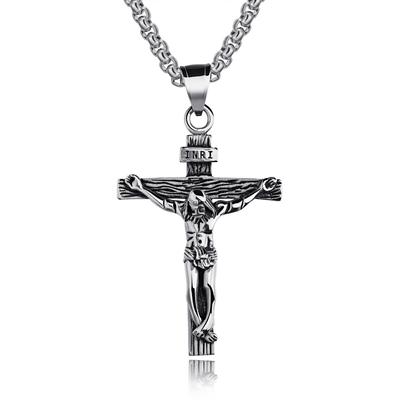 Popular Brand Cross Necklace for Stainless Antique Jesus Cross Protection from Amulet Party Accessory Men, Silver, Steel, Style, Black,