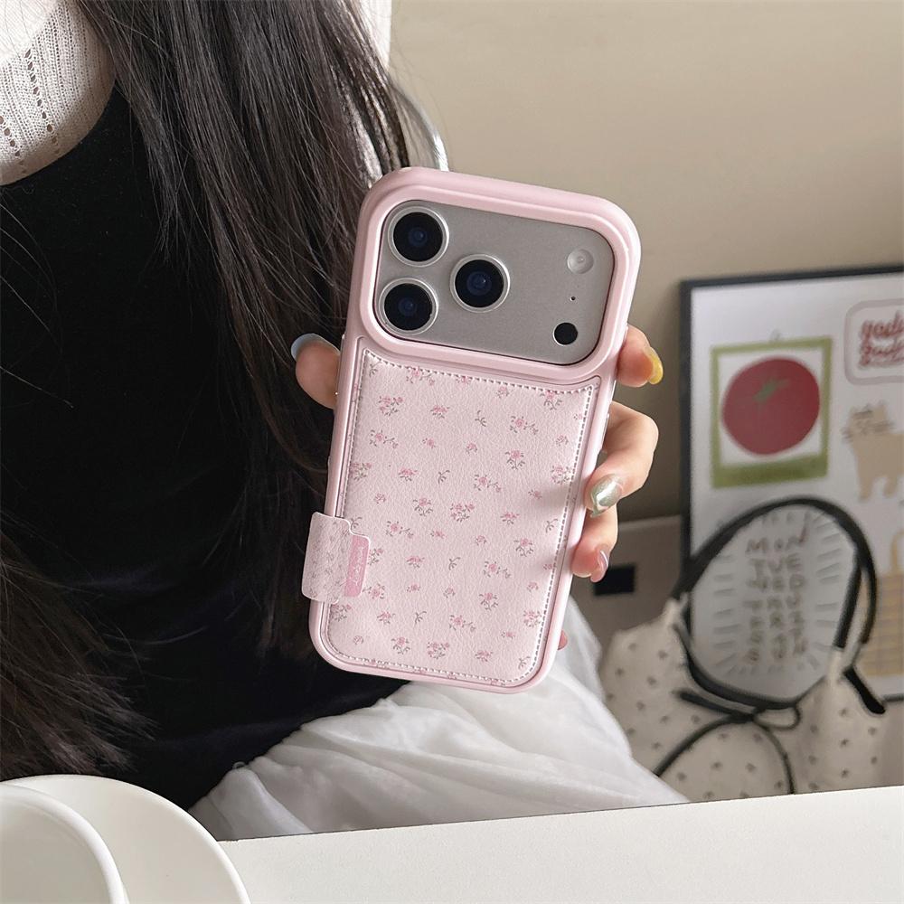 Carcasă de telefon drăguță cu flori mici, stil INS coreean, pentru iPhone 15 16 17 Pro 13 14 Pro Max 17, husă fashion din piele, carcase protectoare Funda