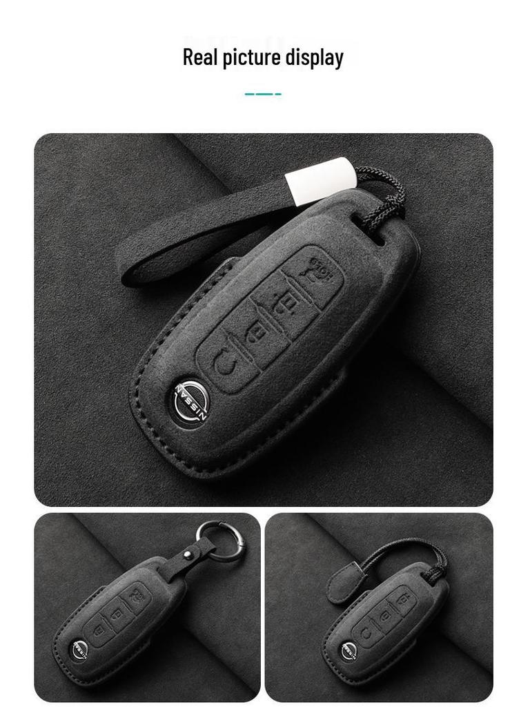 Nissan Teana/X-Trail/Qashqai/Tiida Key Case: Suede, Full Coverage, Tanlu Buckle