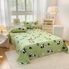 Cute Cartoon Panda Flat Sheet Kawaii Love Heart Bed Sheet Set for Girls Boys Room Decor Cotton Twin Bed Cover with 2 Pillowcase