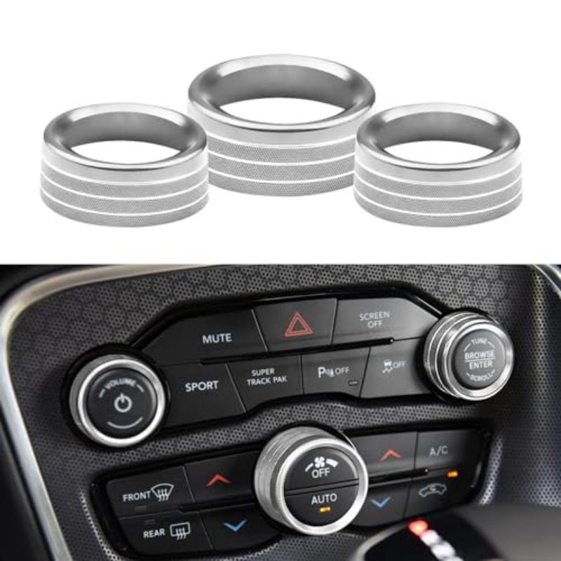 Air Conditioning Volume Radio Button Knob Cover For 2015-2020 Dodge Challenger Charger RT SXT Scat Pack Hellcat Demon Daytona серебряный