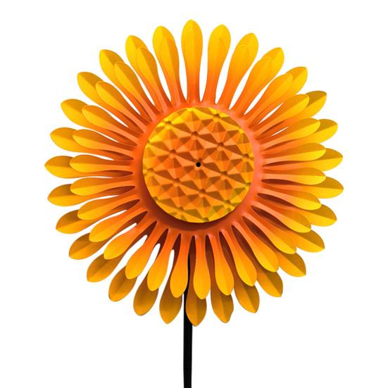 Sunflower Wind Spinner Degree 360 Yard Art Rotating Windmill with Stake Metal B