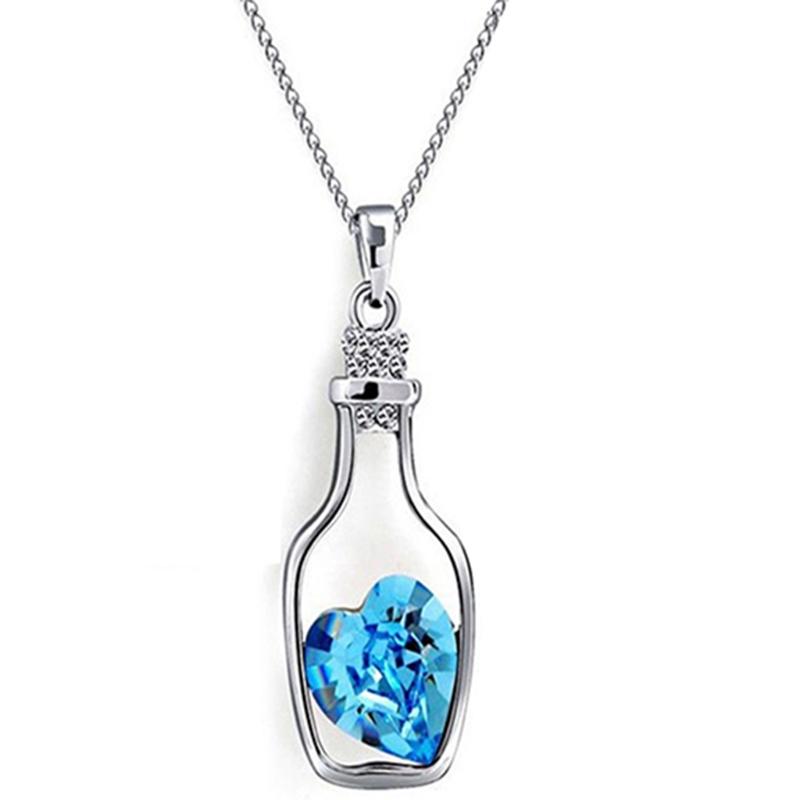 Drifting Bottle Crystal Pendant Necklace Jewelry Popular Women Charm Necklace 1