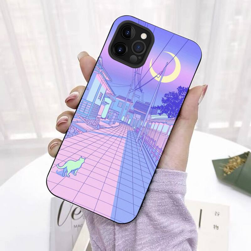 Japanese Anime Hand Painted House scenery Phone Case for iPhone 11 12 13 Mini Pro Max 8 7 6 6S Plus X 5 SE 2020 XR XS Funda Case
