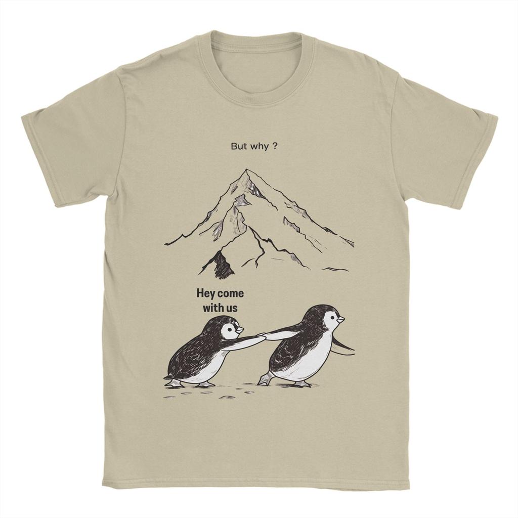 Zabawne Koszulki z Pingwinem Nihilistą Męskie Okrągły Dekolt 100% Bawełna T-shirt Krótki Rękaw Koszulka z Nadrukiem Top