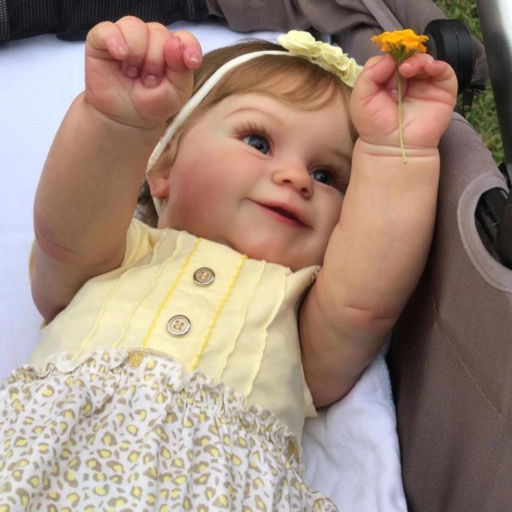 Lifelike 50cm Full Silicone Reborn Girl Dolls Maddie Waterproof Bath Shower Newborn Baby Doll Toys for Kids Cute Smiling Simulation Doll Children Gift