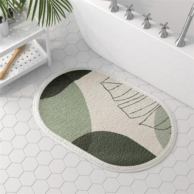 Ins Style Oval Bathroom Mat Non -Slip Fluffy Bathtub Side Carpets Shower Room Absorbent Floor Mats Toilet Pet Rugs  Tapis