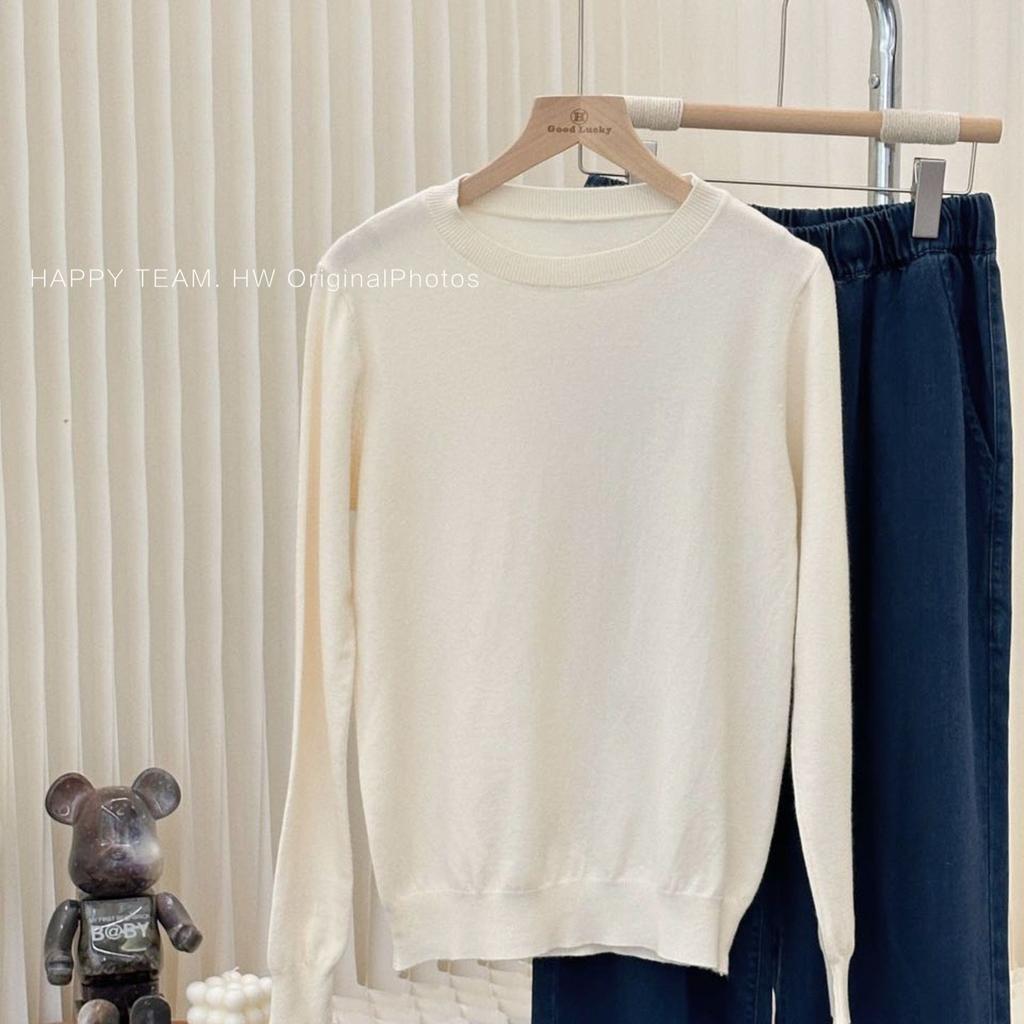Ladies' Round-neck Pullover Slim Solid Color Sweater Versatile Long-sleeved Casual Knitted Sweater