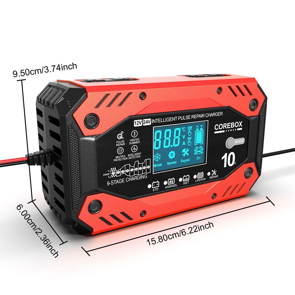 10A/12V 5A/24V Storage Battery Chargers For Lead Acid AGM GEL Batteries Car Battery Charger Accessories Intelligent Pulse Repair