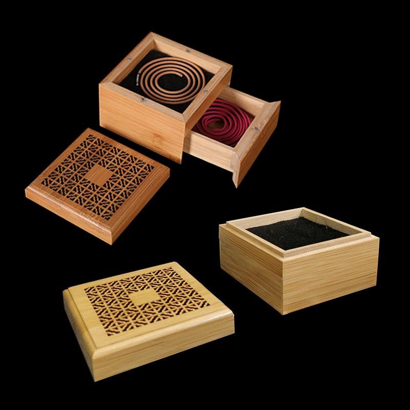 Bamboo Incense Burner Two Layers Home Studio Incense Storage Box Burner