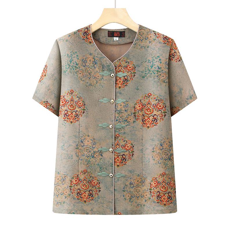 YUZHAOLIN Women's Chinese Style Short-Sleeve Summer Shirt