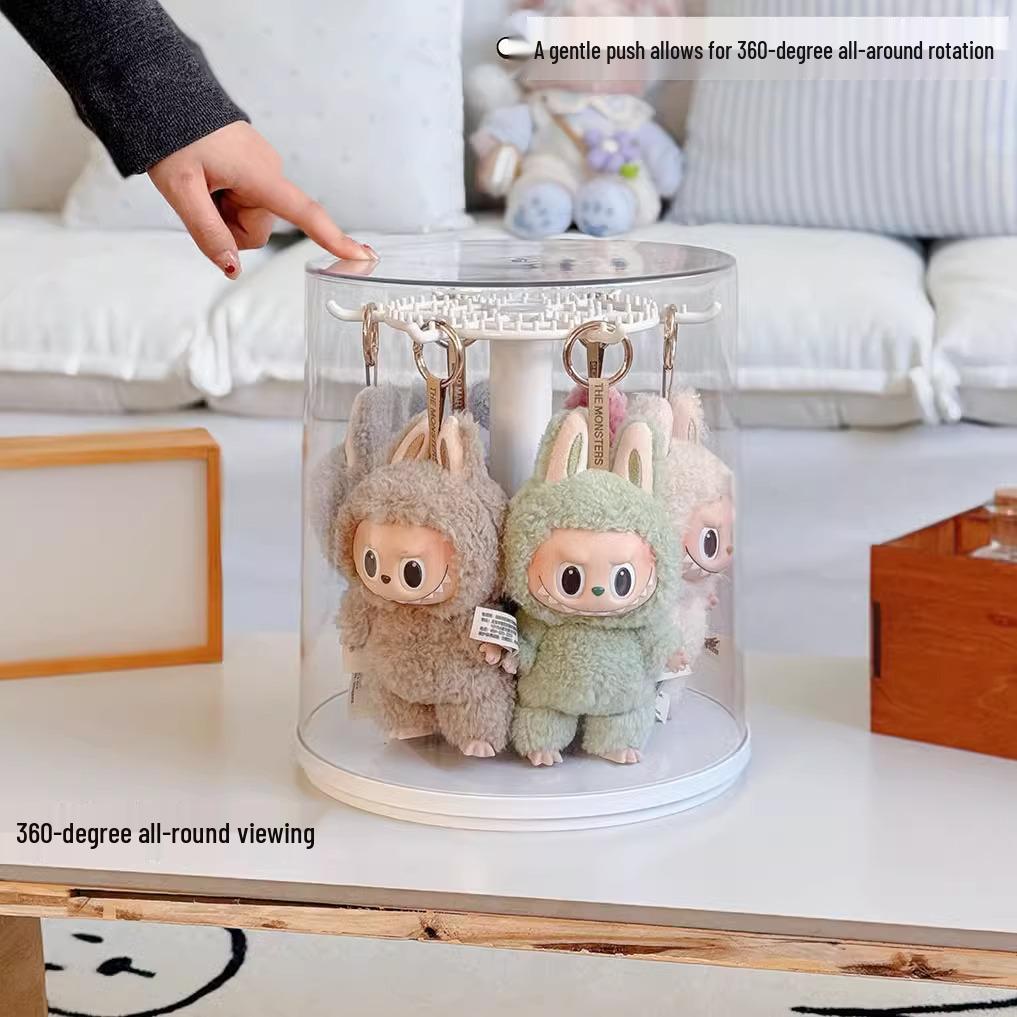 Rotating Labubu Plush Doll Display and Storage Box