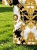 [Print Design - Not Textured] Men'S Outdoor Short Sleeve Polo Shirt, Multi-Size Available, Men'S Collared Polo, Black Golden Baroque Retro Floral