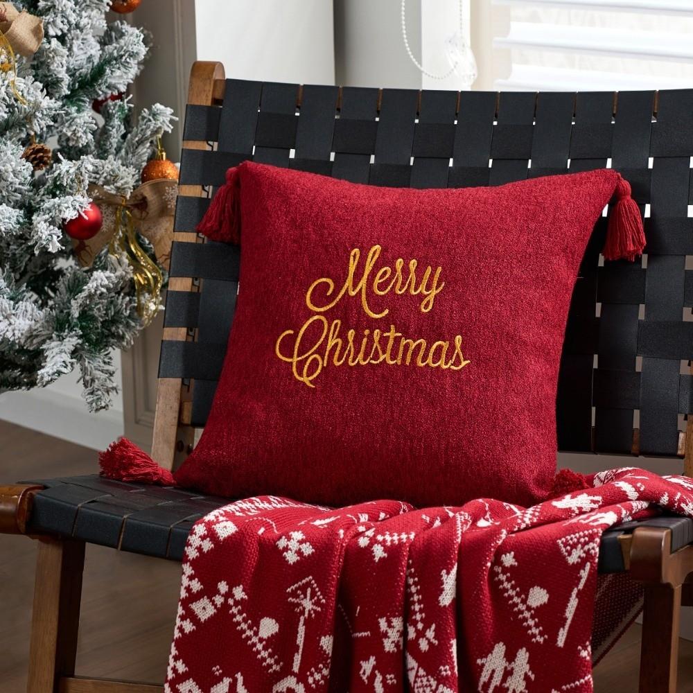 Merry Christmas Christmas Pillow Cover Snowflake Christmas Tree Pillow Cover Holiday Party