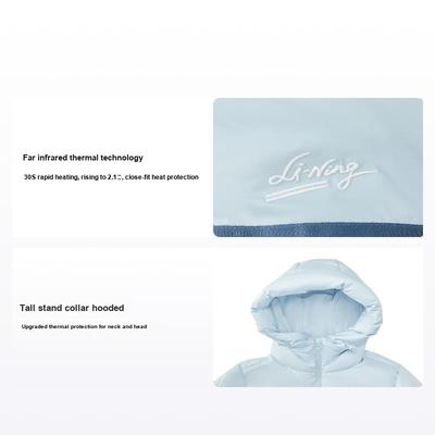 LiNing Sports Trend Series Hooded Striped Letter Zipper Down Jacket Women Outerwear AYMV234-3