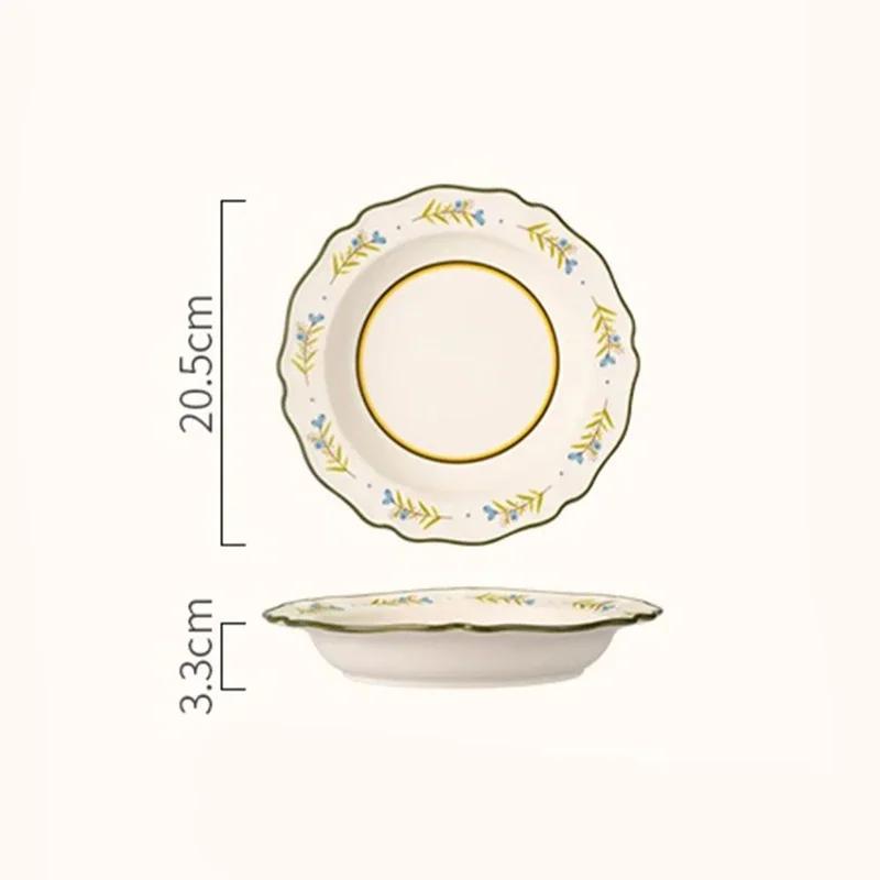 Light Luxury Flowers Ceramic Plates High End Restaurant Salad Dessert Plate Delicious Dishes Dining Plates Unique Home Tableware