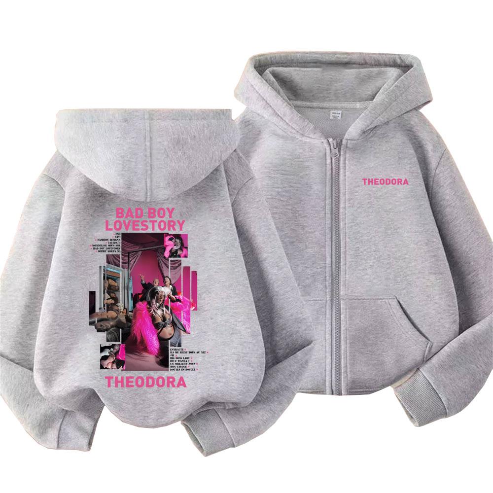 Rapper Theodora Mega Bbl Bad Boy Lovestory Zipper Hoodie Men Women Fashion Hip Hop Zip Up Sweatshirt Men's Vintage Zip Up Jacket