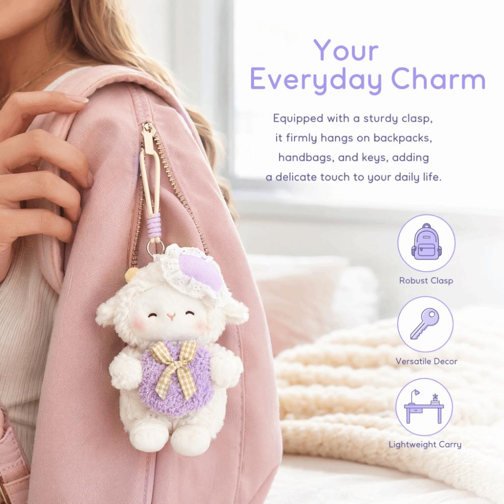 Plush Lamb Doll PP Cotton Lamb Keychain Ornament Sweet Bag Pendant Charm  Backpack Hanging Decor