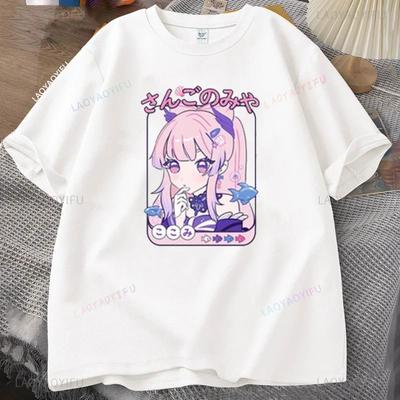 Kawaii Genshin Impact Kokomi Graphic T-shirt Gamer Anime Fan Cotton Tee Shirt Gifts for Gamers Otaku Apparel Gaming T Shirts