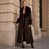 European and American retro woolen coat women's imitation fox hair lapel cuffs splicing light luxury temperament long coat