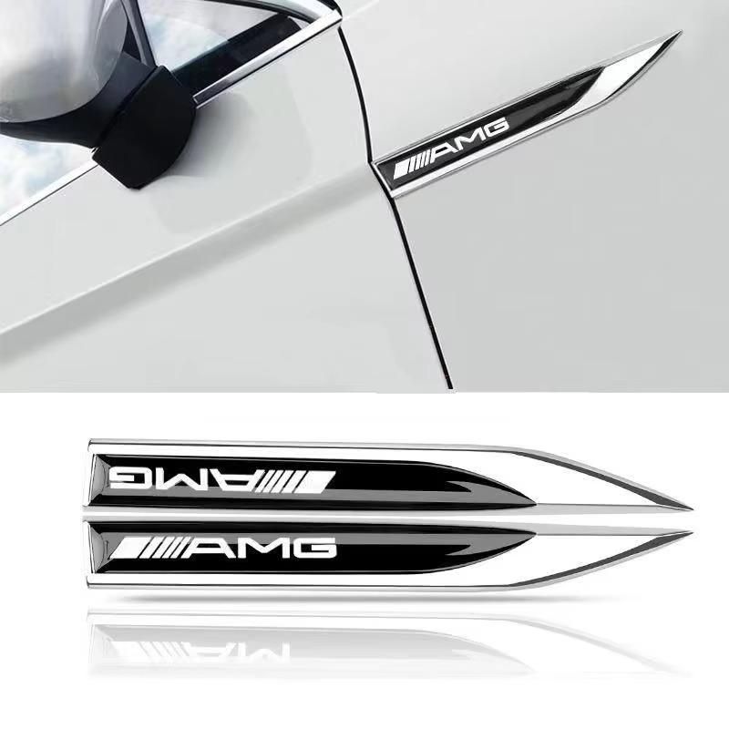 GDX2  2pcs Metal Car Fender Side Wing Emblem Badge Sticker For Mercedes benz W203 W204 W205 W210 CLA CLS GLA Interior Mouldings SKE53
