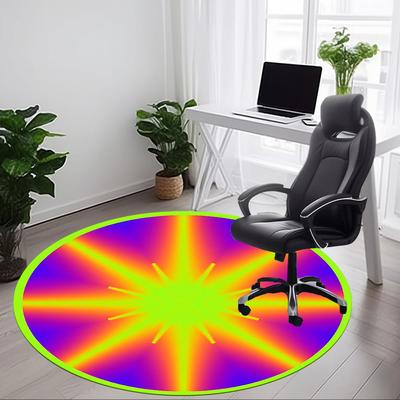 1pc Rainbow Circle Chair Carpet for Office, Non-slip, Soft and Durable Office Rug, Perfect for Office Yy260127120
