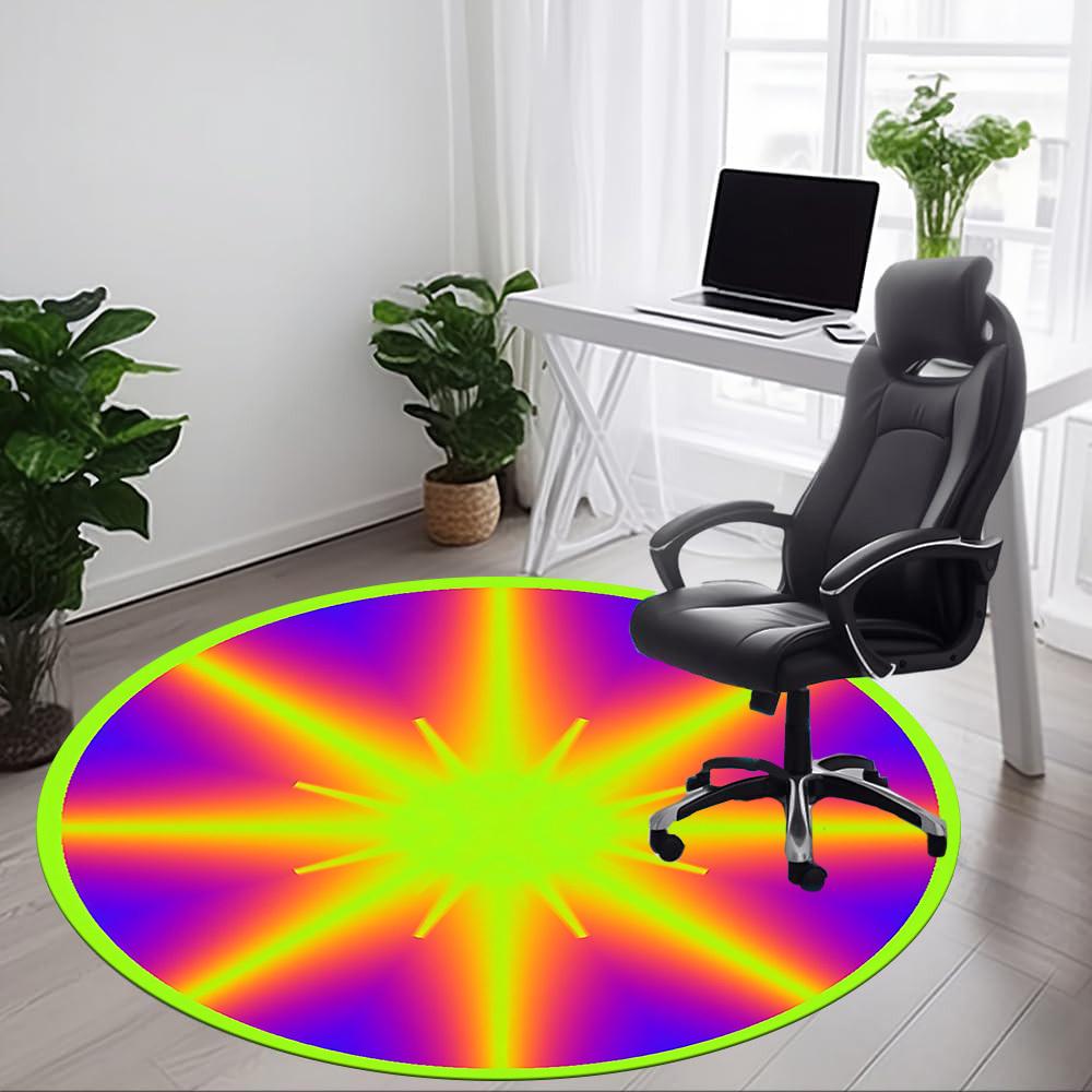 1pc Rainbow Circle Chair Carpet for Office, Non-slip, Soft and Durable Office Rug, Perfect for Office yy260127120