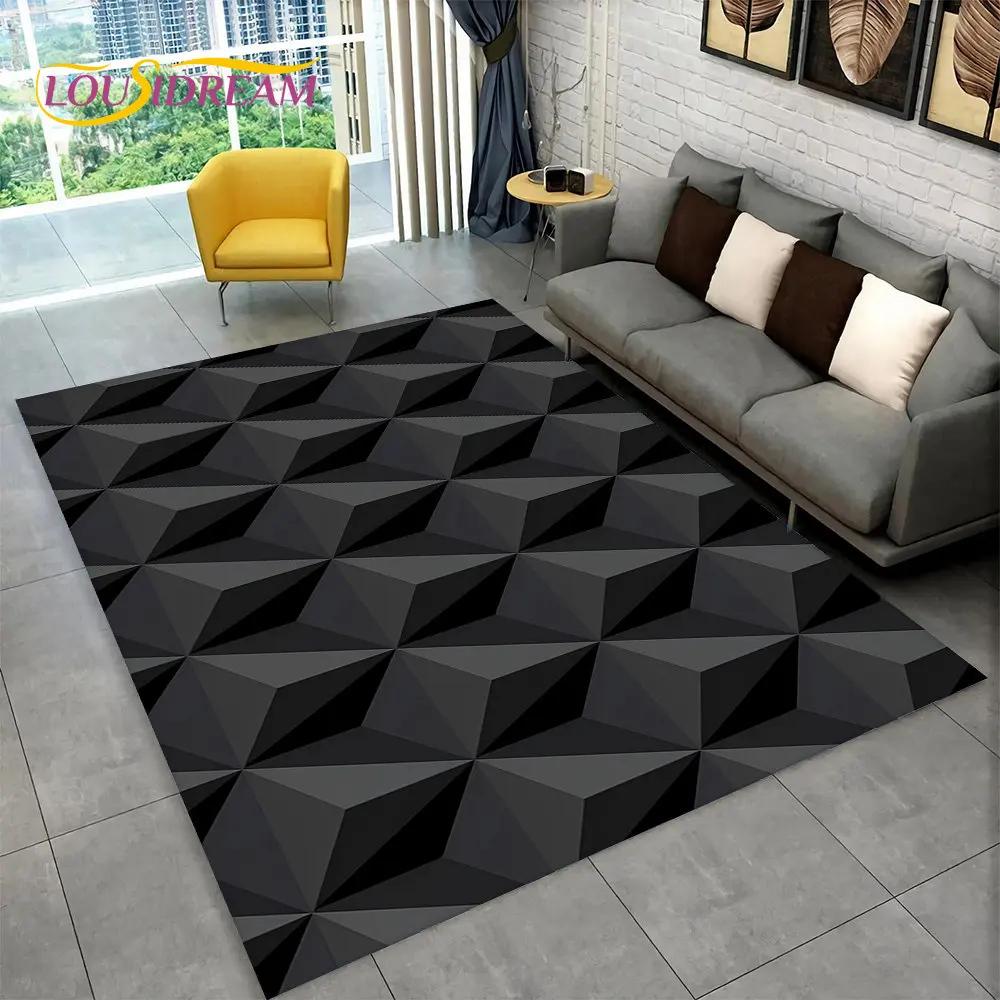 3D Abstract Modern Geometric Illusion Area Rug,Carpet Rug for Living Room Bedroom Sofa Doormat Decor,Kid Game Non-slip Floor Mat