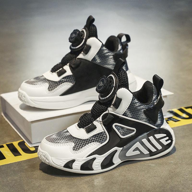 Boys' sneakers spring and summer new breathable single net children's basketball shoes medium and old children's trend wear-resistant shock-abso