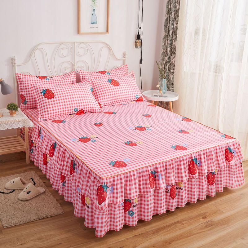 

1 шт., кружевная юбка-кровать + 2 наволочки, комплект постельного белья, кружевное постельное белье принцессы, покрывала, простыня для девочек, размер King Queen 180*220