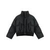 Men's and Women's Vintage PU Leather Puffer Jacket Short Quilted Coat American Retro Stand Collar Unisex Couple Outerwear