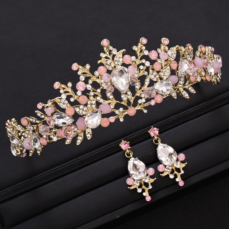 Pink Crystal Crown for Brides Princess Crown for Brides Wedding Dress Accessories Crown Hair Accessories